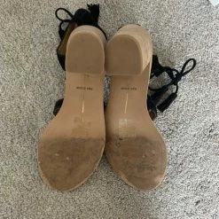 Recurate RESALE LACE UP SANDAL IN BLACK SUEDE - Re:vita