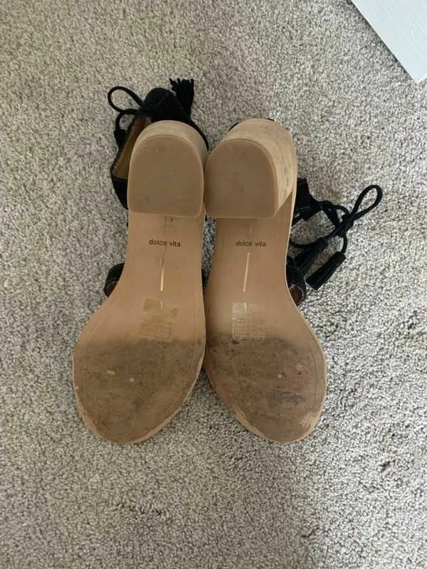 Recurate RESALE LACE UP SANDAL IN BLACK SUEDE - Re:vita