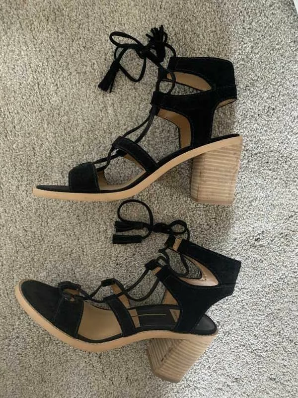 Recurate RESALE LACE UP SANDAL IN BLACK SUEDE - Re:vita