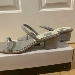 Recurate RIYA STUDDED SANDALS IN GREY NUBUCK - Re:vita RESALE