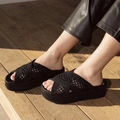 DOLCEVITA WINONA SANDALS BLACK WOVEN